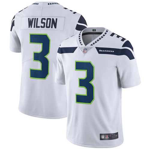 Seattle Seahawks Limited White Men Russell Wilson Road Jersey NFL Football 3 Vapor Untouchable